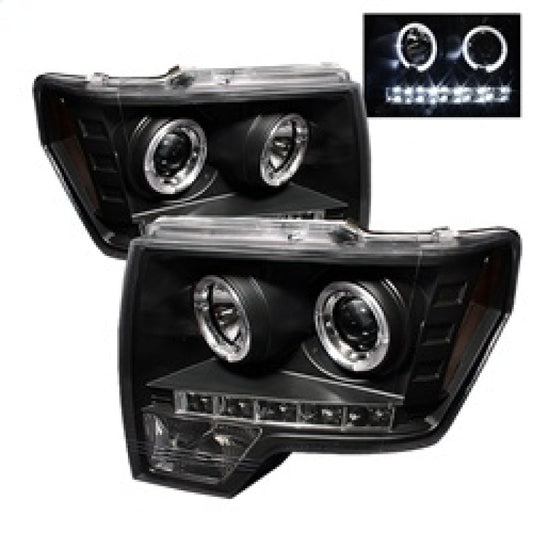 Spyder Ford F150 09-14 Projector Headlights Halogen Model- LED Halo LED Blk PRO-YD-FF15009-HL-BK 5010230