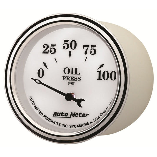 AutoMeter Gauge Oil Press 2-1/16in. 100PSI Elec Old Tyme White II 1227
