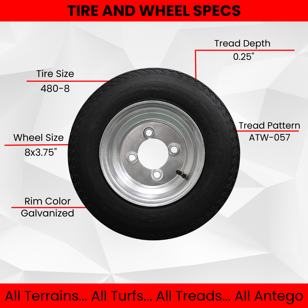 Antego Tire and Wheel (Set of 2) 4.80-8 Tire and Wheel Assemblies (2)