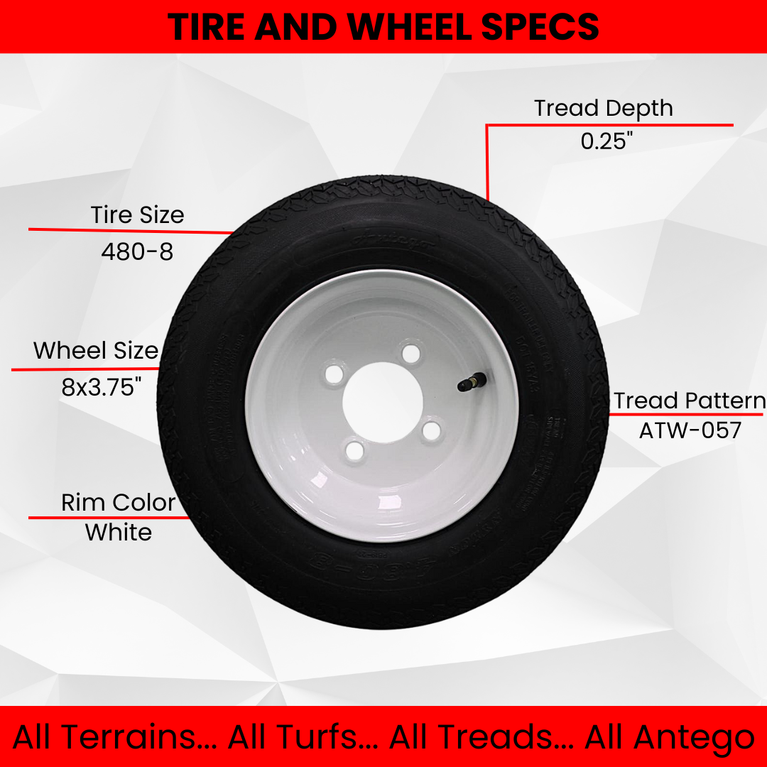 Antego Tire and Wheel (Set of 1) 4.80-8 Tire and Wheel Assemblies (3)