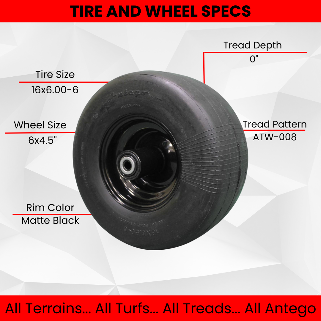 Antego Tire & Wheel 15x6.00-6 Semi-Pneumatic Tire & Wheel Assemblies, Set of 2
