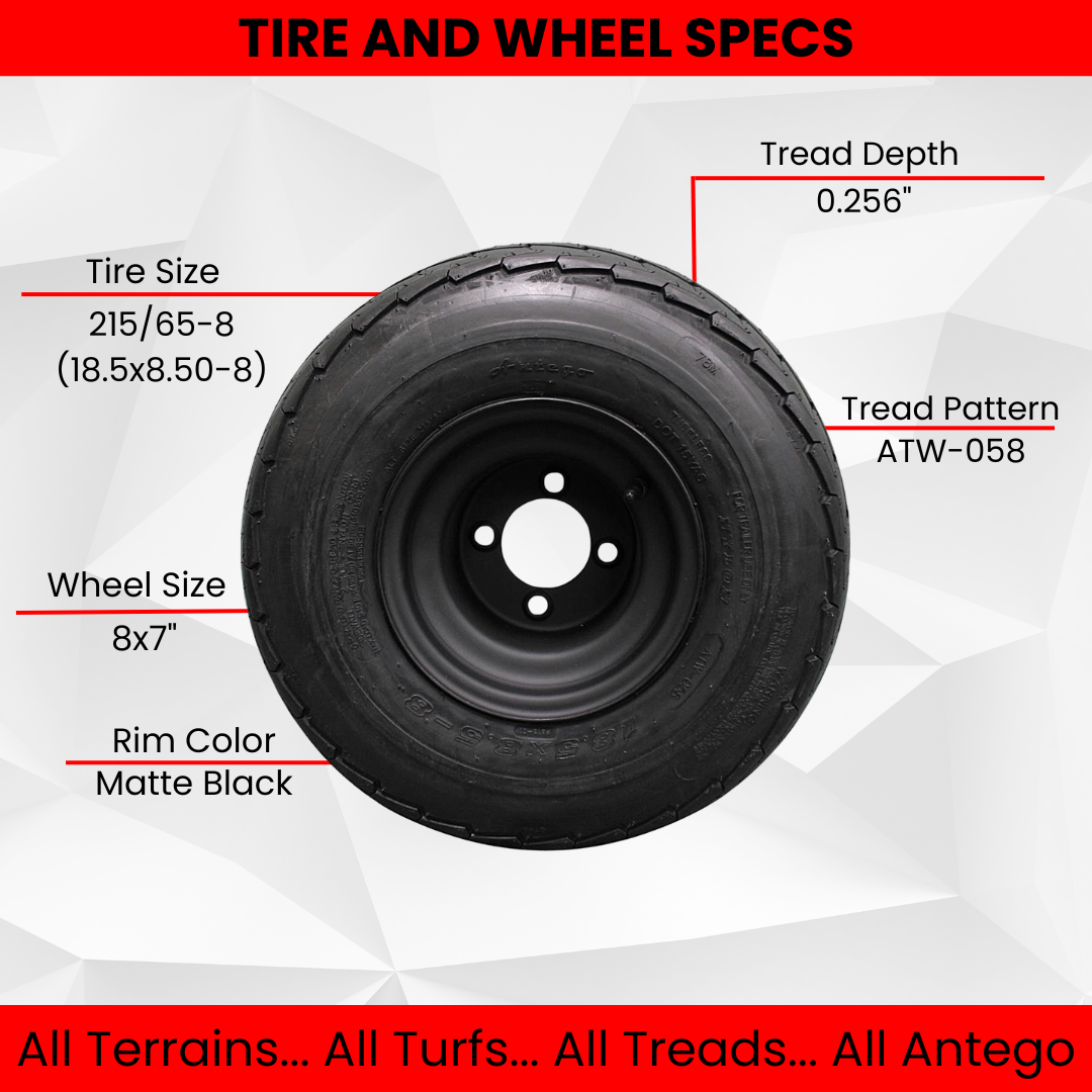 Antego Matte Black 18.5x8.50-8 (215/65-8) DOT Rated Trailer Tires and Wheels (2)