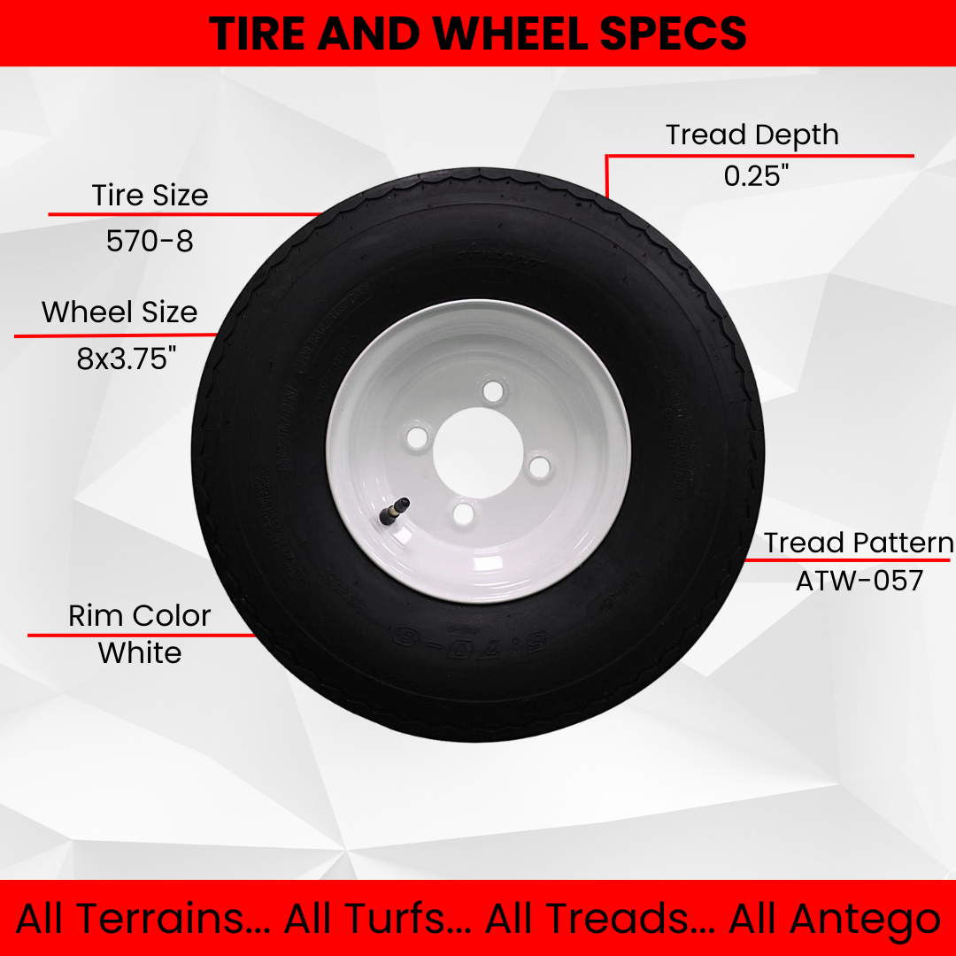 Antego Tire and Wheel (Set of 2) 5.70x8 Trailer Tire and Wheel Assemblies