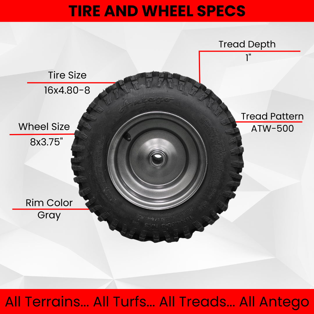 16x4.80-8 Snow Tire and 8x3.75 Wheel Assembly with New Improved Non Directional Snow Tire (2)