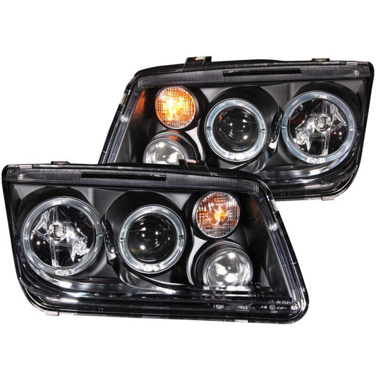 Anzo USA Voklswagen Jetta MK4 Projector Headlights W/ Halo Black