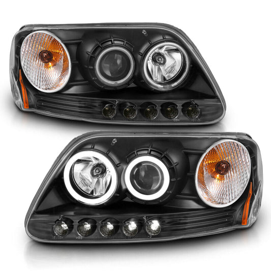 Anzo 1997-2003 Ford F-150 Projector Headlights w/ Halo Black (CCFL)