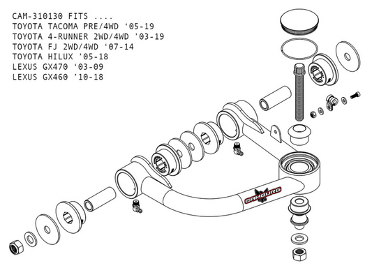 Camburg Toyota Tacoma Pre/4WD 05-23 / 4-Runner 03-23 / FJ 07-14 1.25in Uniball Upper Arms w/ covers CAM-310130