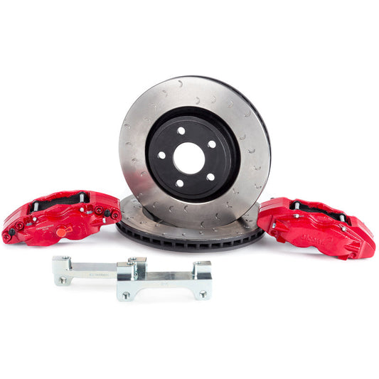 Alcon 07+ Jeep JK w/ 5x5.5in Hub 357x32mm Rotor 4-Piston Red Calipers Front Brake Upgrade Kit BKF5459AX13