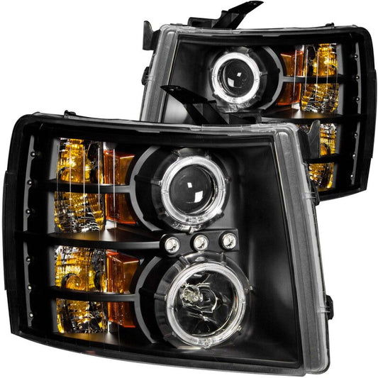 Anzo 2007-2013 Chevrolet Silverado 1500 Projector Headlights w/ Halo Black — 14H3Z