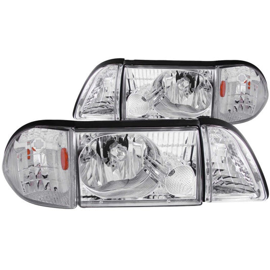 Anzo 1987-1993 Ford Mustang Crystal Headlights Chrome w/ Corner Lights 2pc