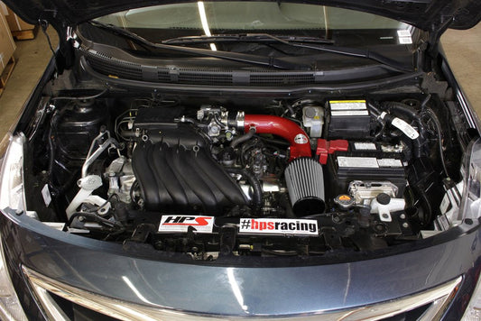 HPS Shortram Air Intake Kit 2012-2016 Nissan Versa 1.6L, Red