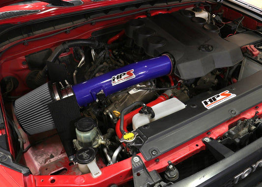 HPS Shortram Air Intake Kit 2010-2017 Toyota 4Runner 4.0L V6, Includes Heat Shield, Blue