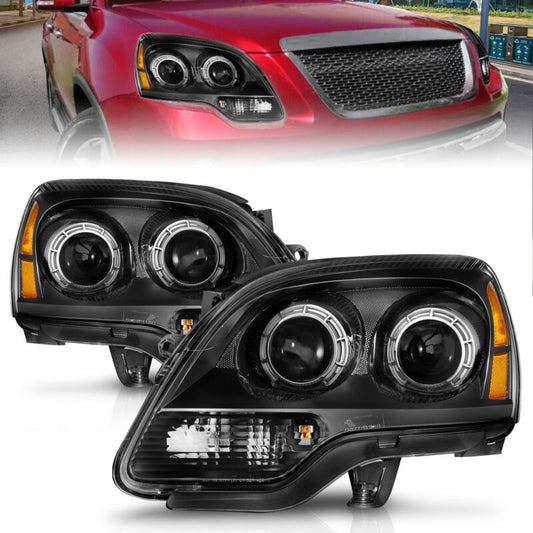 ANZO 2007-2012 GMC Acadia Projector Headlights Balck Housing 111530
