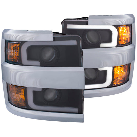 Anzo Projector Headlights 15-17 Chevrolet Silverado 2500HD / 3500HD Black w — 14JDB