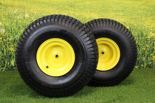 20x10.00-8 Tires with 8x7 John Deere Yellow Wheels 2 Ply for Lawn & Garden Mower Turf (3)