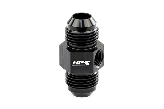 HPS Performance Products AN Male to Male Adapter with 1/8" NPT Female Port, Aluminum, Black