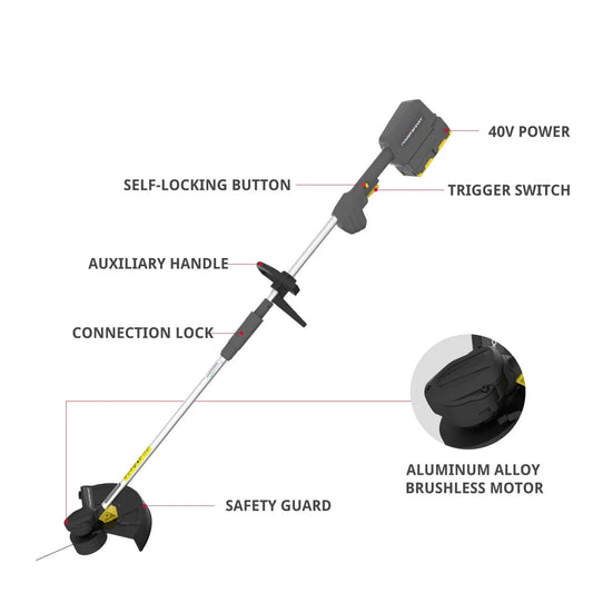 PowerSmart 40V 13" Cordless Brush Cutter w/ Battery & Charger DB2501