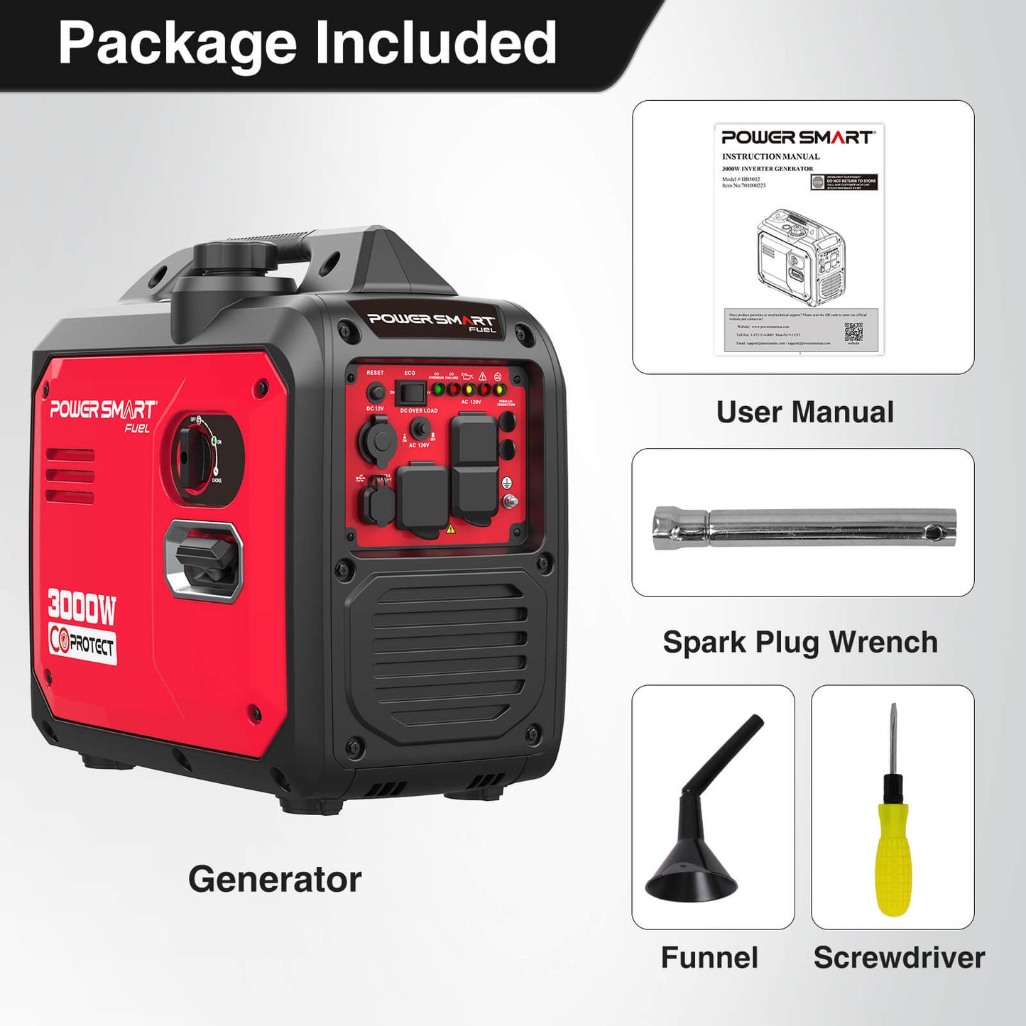 PowerSmart 3000W Inverter Gas Generator w/ CO Alert DB5032