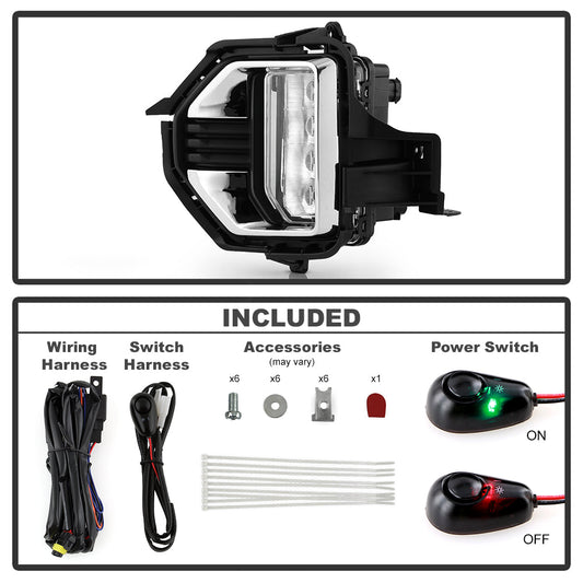 SPYDER 21-22 GMC Canyon OEM LED Fog Lights w/Switch - Clear (FL-GCAN21-LED-C) 9054143