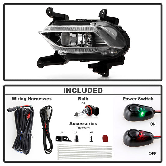 SPYDER 19-20 Hyundai Santa Fe OEM Style Fog Lights w/Switch - Clear (FL-HYSF19-C) 9052286