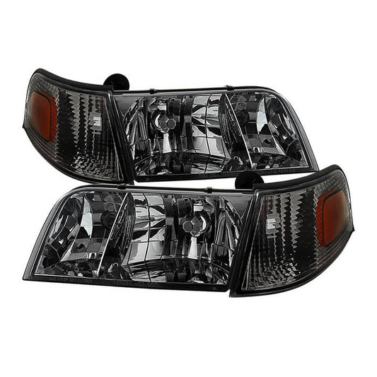 SPYDER Xtune Crown Victoria 98-11 Crystal Headlights w/ Corner Lights Set Smoked HD-JH-CRVI98-SET-SM 9031045