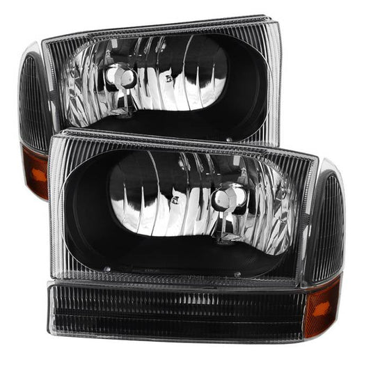 SPYDER Xtune Ford F250/350/450 Superduty 99-04 Crystal Headlights w/ Bumper Lights HD-JH-FF25099-AM-BK 9025402