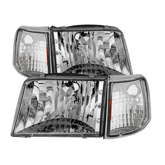 SPYDER Xtune Ford Ranger 93-97 Crystal Headlights w/ Corner Lights 4pcs Sets Chrome HD-JH-FR93-SET-C 9029370