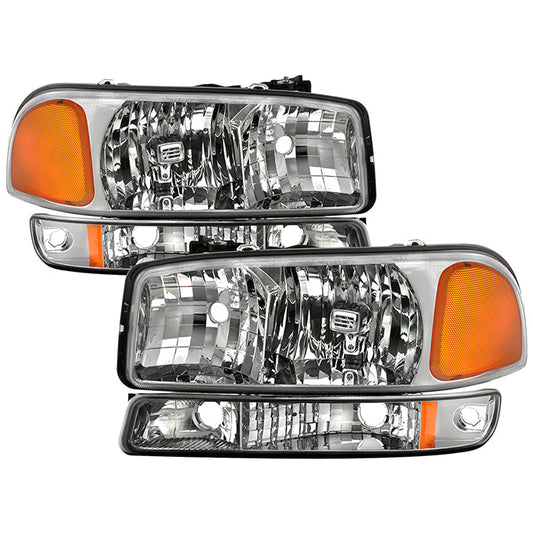 SPYDER xTune GMC Sierra 99-06 /Yukon 00-06 Crystal Headlights & Bumper Lights - Chrome HD-JH-GS99-AM-SET-C 9037481