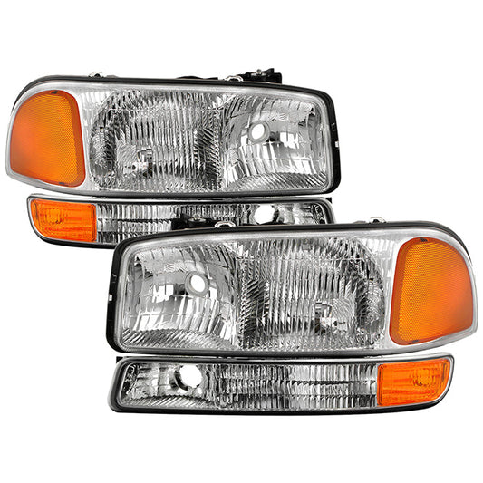 SPYDER Xtune GMC Sierra 99-06 Headlights & Amber Bumper Lights Chrome HD-JH-GS99-SET-OEAM-C 9027345