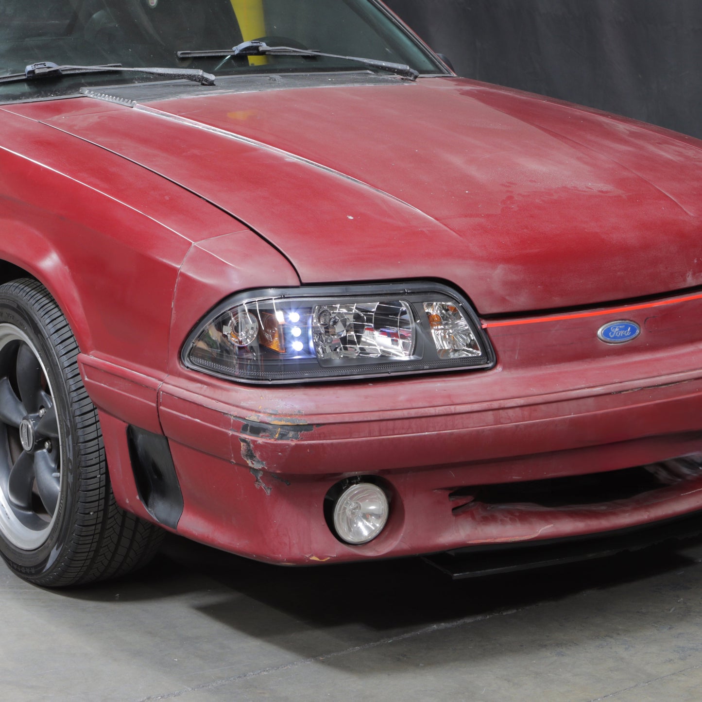 Spyder Ford Mustang 87-93 1PC LED (Replaceable LEDs)Crystal Headlights Black — 1RZU4
