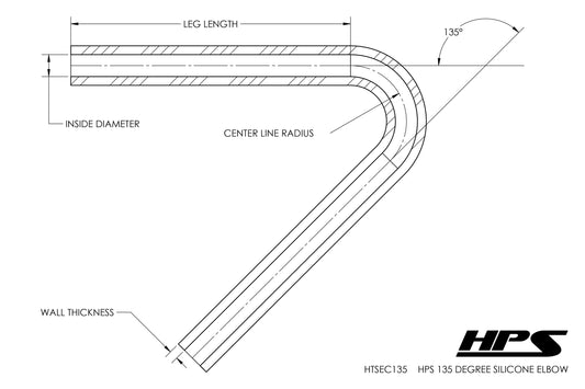 HPS Performance Products HPS 2-3/4" Silicone 135 Degree Elbow Coupler Hose, High Temp 4-ply Reinforced (70mm ID)
