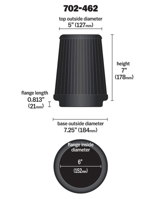 Airaid Universal Air Filter - Cone 6 x 7-1/4 x 5 x 7 702-462