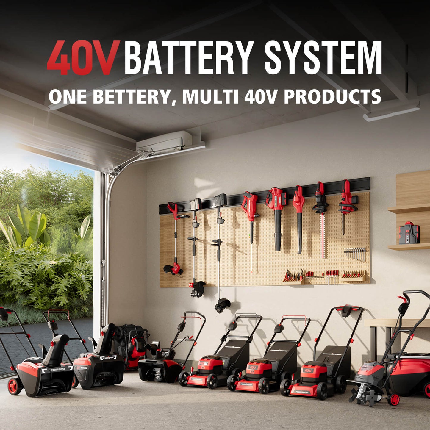 PowerSmart 40V 21" Cordless Push Lawn Mower w/ Two 40V Batteries MB2400B