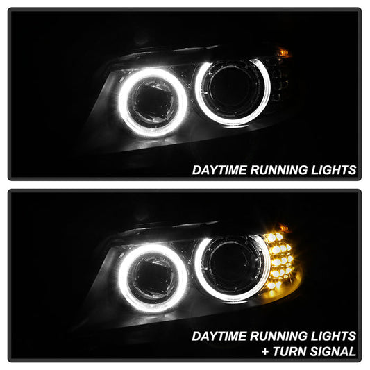 SPYDER xTune 08-13 BMW 3-Series E90/E91 4DR OEM Style Halogen Proj Headlights -Blk (PRO-JH-BE9009-AM-BK) 9943621