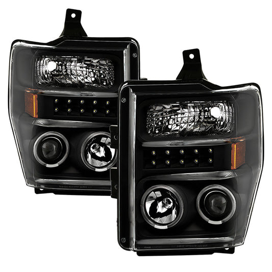 SPYDER Xtune Ford F250/350/450 Super Duty 08-10 Projector Headlights LED Halo Black PRO-JH-FS08-LED-BK 5076267