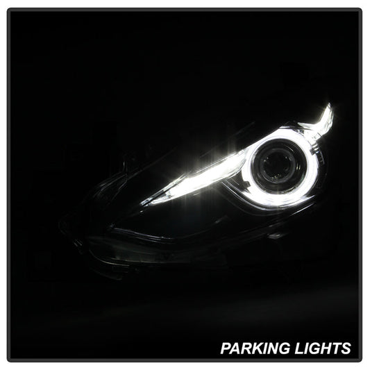 SPYDER xTune 14-17 Mazda 3 Sedan Halogen Model Only LED Light Bar Proj Headlights - Blk - PRO-JH-M314-LB-BK 9047206
