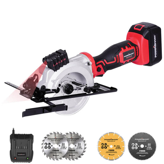 PowerSmart 20V Mini Circular Saw Cordless with 4.0Ah Battery and Charger