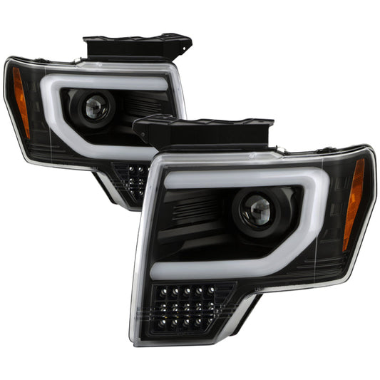 Spyder Ford F150 09-14 Halogen Light Bar Projector Headlights Black PRO-YD-FF15009PL-SEQ-BK 5087560