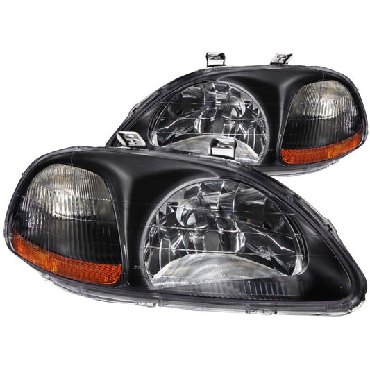 Anzo 1996-1998 Honda Civic Crystal Headlights Black