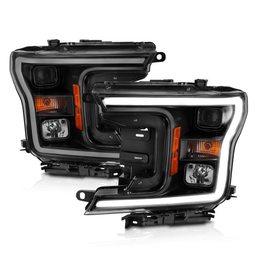 ANZO 2018-2019 Ford F-150 Projector Plank Style H.L. Black Amber (Without Switchback) 111467