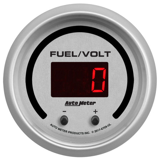 Autometer 52.4mm Silver Switchable 0-100 Fuel Level/8-18V Voltmeter Ultra-Lite Elite Digital Gauge 6709-UL