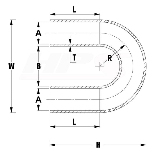 HPS Performance Products HPS 1-3/8" Silicone 180 Degree U Bend Elbow Coupler Hose, High Temp 4-ply Reinforced (35mm ID)