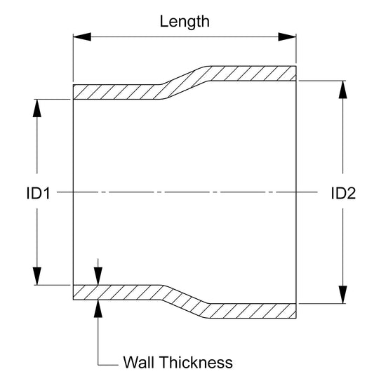 HPS Performance Products HPS 3-3/8" - 3-1/2", Silicone Straight Reducer Coupler Hose, High Temp 4-ply Reinforced, 86mm - 89mm
