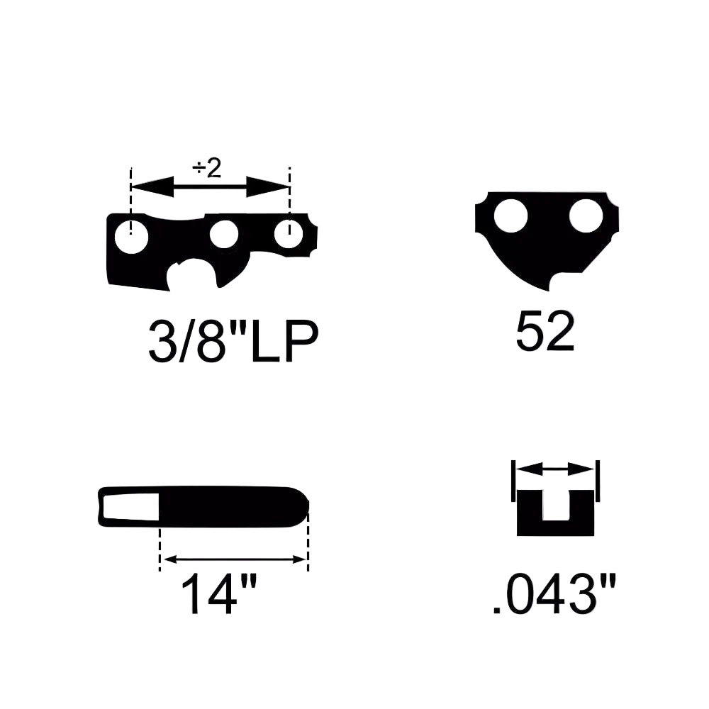 Chainsaw Chain 14" 3/8 .043 52DL WG384 (2-Pack)