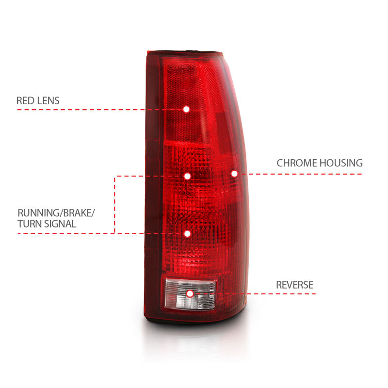 ANZO 1988-1999 Chevy C1500 Taillight Red/Clear Lens w/ Circuit Boardá(OE Replacement)