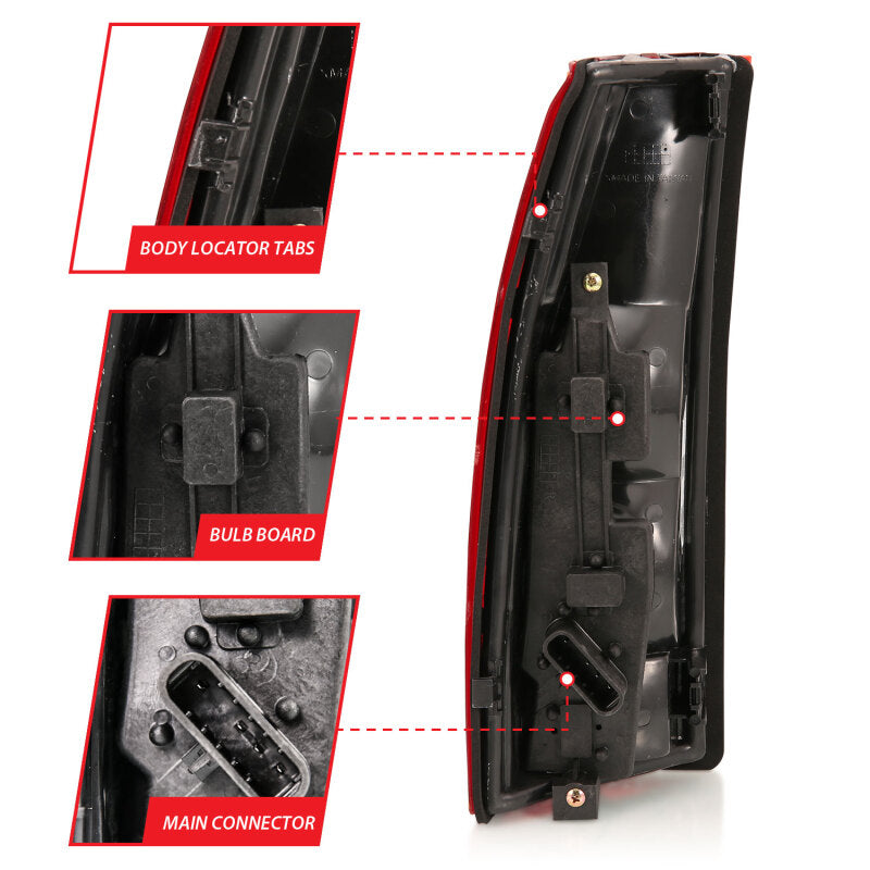 ANZO 1988-1999 Chevy C1500 Taillight Red/Clear Lens w/ Circuit Boardá(OE Replacement)