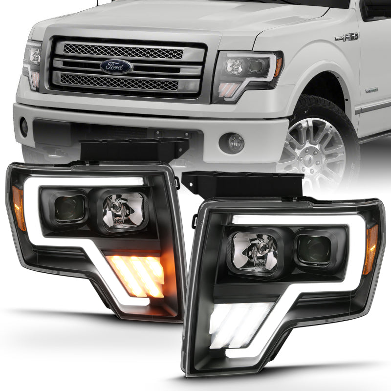 ANZO 2009-2013 Ford F-150 Projector Light Bar G4 Switchback H.L.Black Amber 111469