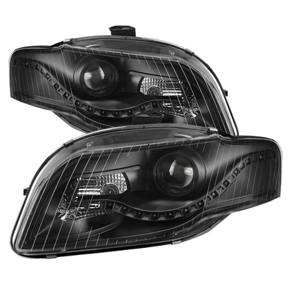 SPYDER xTune Audi A4 06-08 Projector Headlights - Halogen Model Only - DRL LED - Black PRO-JH-AA406-DRL-BK 9036071