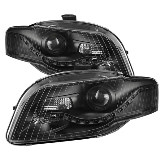 SPYDER xTune Audi A4 06-08 Projector Headlights - Halogen Model Only - DRL LED - Black PRO-JH-AA406-DRL-BK 9036071