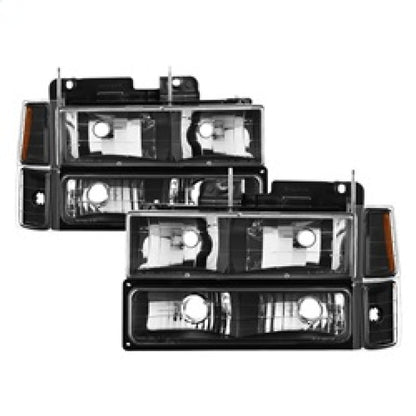 SPYDER Xtune Chevy Suburban 94-98 Headlights w/ Corner & Parking Lights 8pcs Black HD-JH-CCK88-AM-BK-SET 5072221